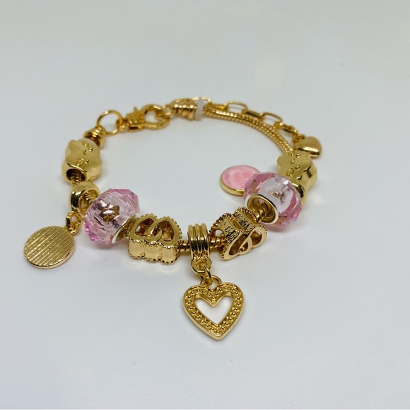 2pcs Gold and Pink Charm Bracelet - Picture 3 of 5